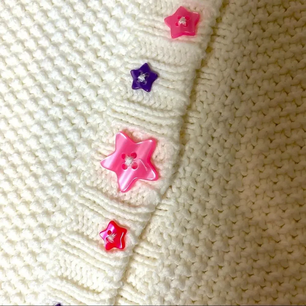 GYMBOREE SWEATER Crochet SHIFT DRESS Star button S